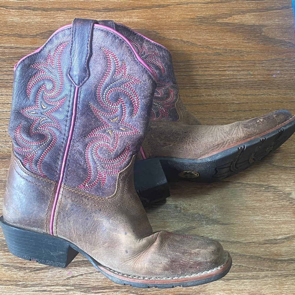 Dan Post Brown and Pink Heeled Boots